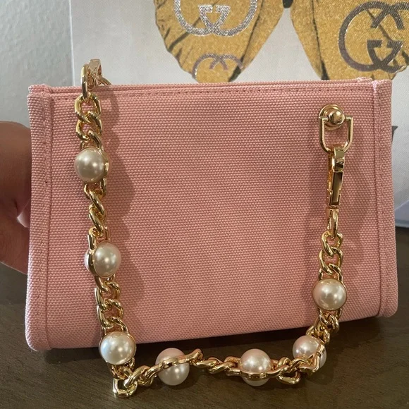 BRAND NEW Dior Pink Clutch with Gold Chain and Pearl Accents - Picture 2 of 5